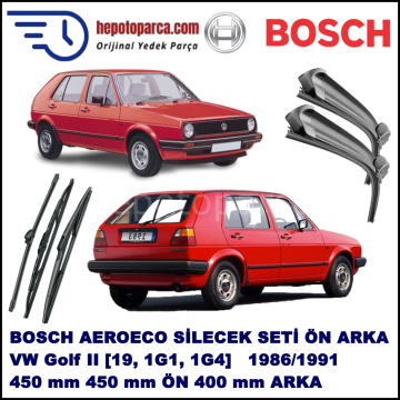 VW Golf II [19, 1G1, 1G4] 02,1986-07,1991 Bosch Aeroeco Ön ve Arka Silecek Takımı