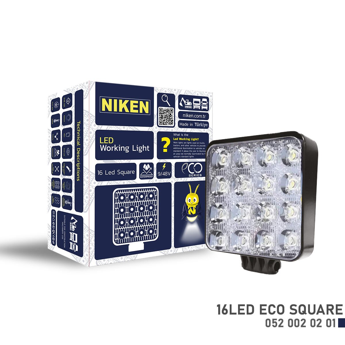 ÇALIŞMA LAMBASI PRO 16 LEDLİ KARE