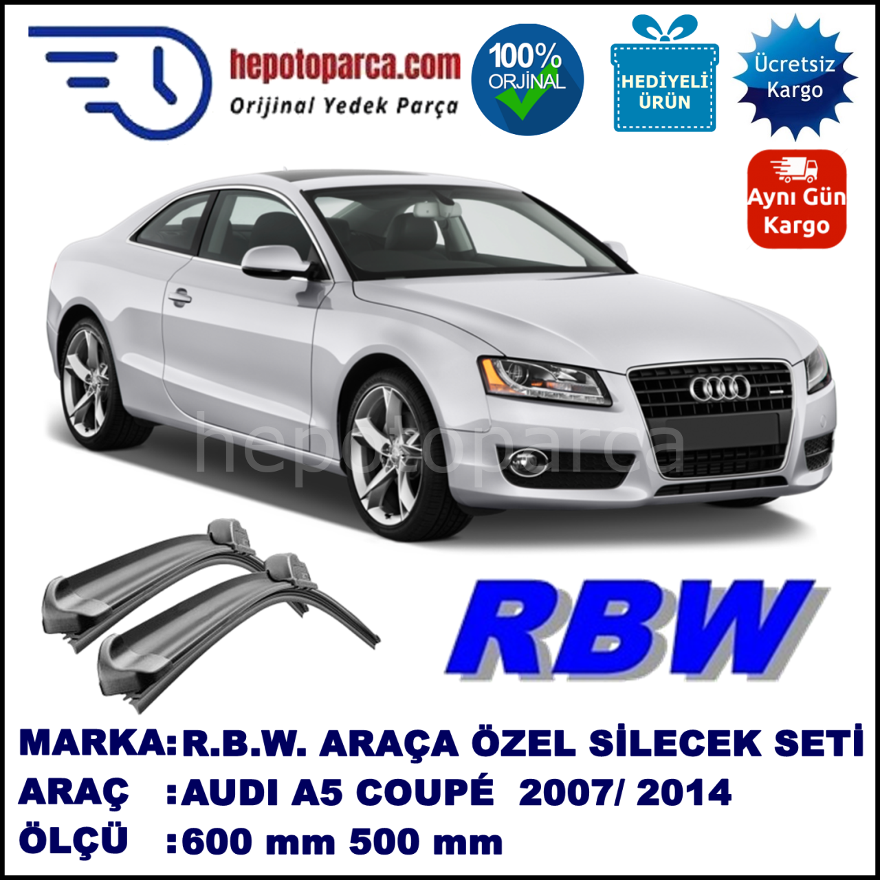 AUDI A5 COUPÉ MUZ SİLECEK TAKIMI RBW ARACA ÖZEL (2007→)