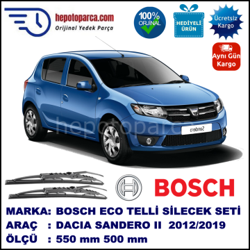 DACIA Sandero II [L8] 08.12-... 550 / 500 mm. BOSCH ECO Telli Silecek 2'li Takım