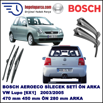VW Lupo [6X1] 06,2003-07,2005 Bosch Aeroeco Ön ve Arka Silecek Takımı
