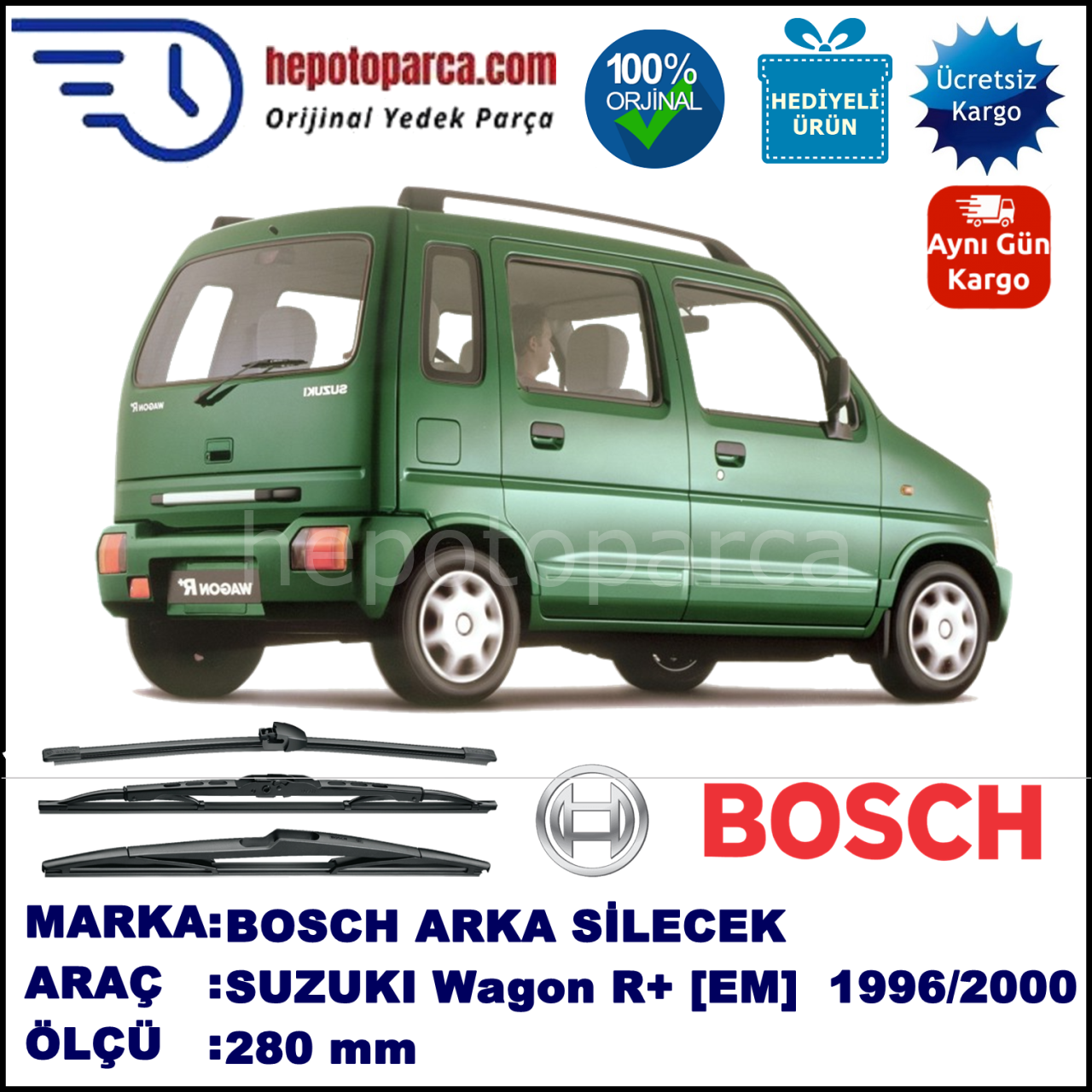 SUZUKI Wagon R+ [EM] 280 mm 10.1996-05.2000 BOSCH Arka Silecek