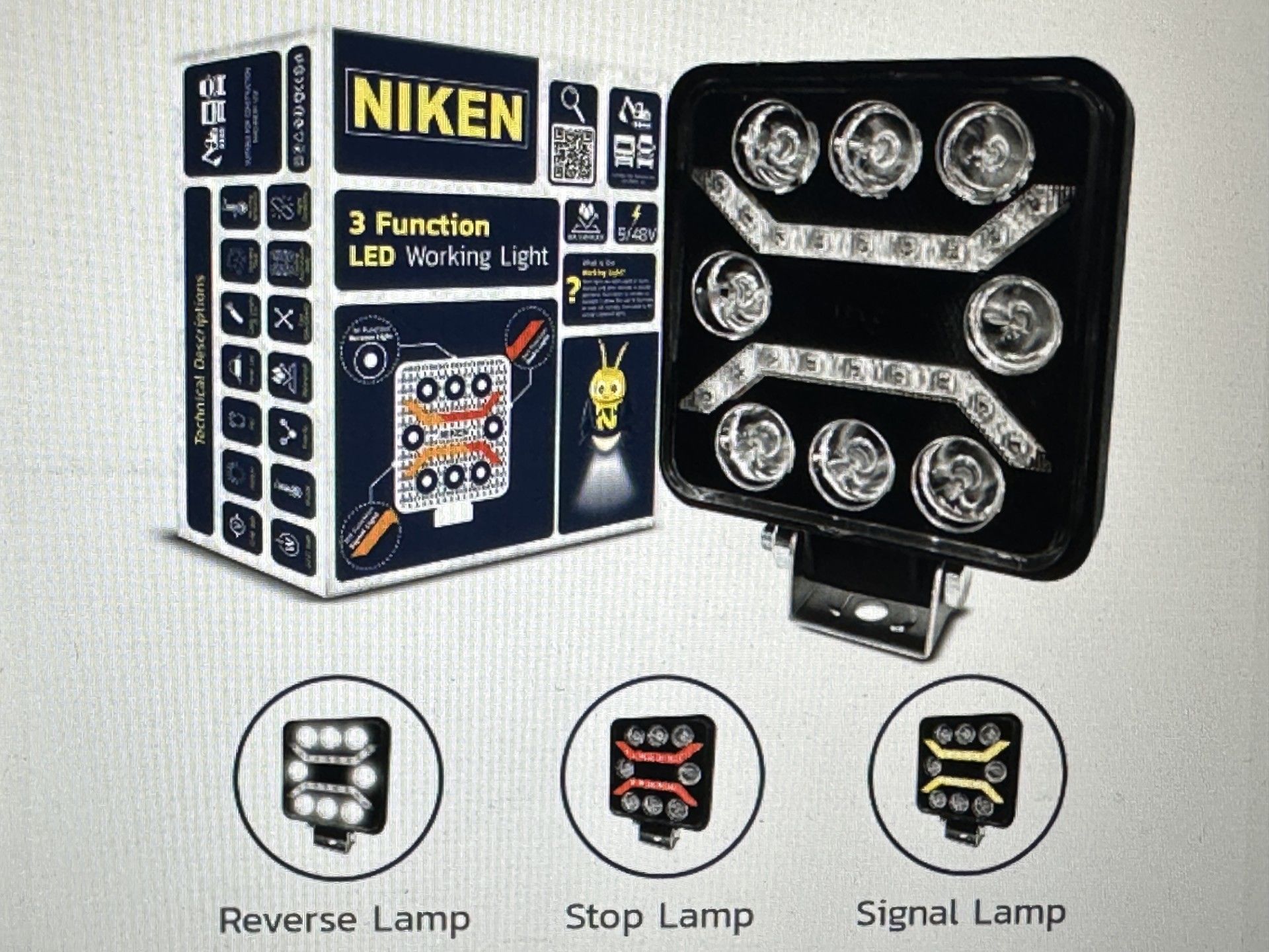 ÇALIŞMA LAMBASI PRO 8 LED 3 FONKSİYON KARE