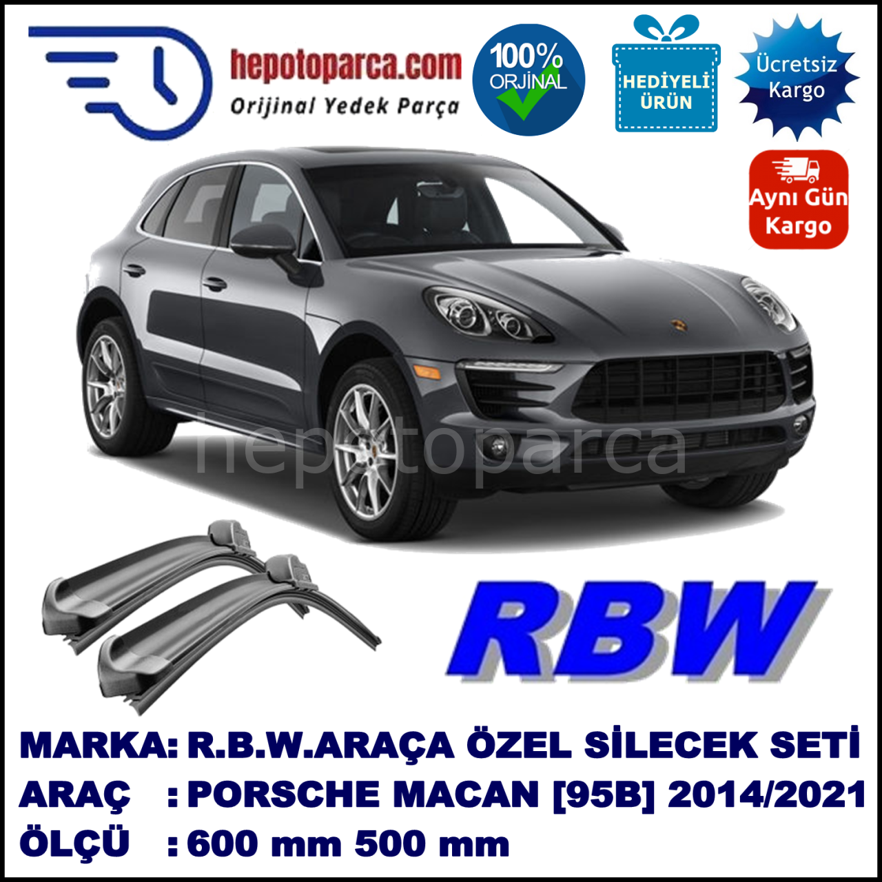 PORSCHE MACAN MUZ SİLECEK TAKIMI RBW ARACA ÖZEL (2014→)
