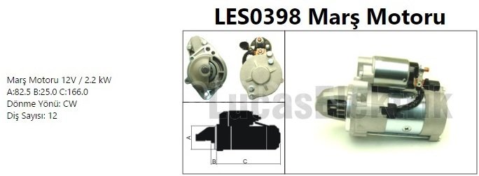 LES0398  MARS MOTORU 12V/2.2KW/12DIS CHRYSLER  PT CRUISER 2.2CRD/JEEP GRAND CHEROKEE II 2.7L CRD 05033125AA 05033125AB LRS01685 LRS02280 114144 114237 DRS0081 DRS0119 M002T88571 M002T88572 M002T88572ZC M2T88571 M2T88572 M2T88572ZC M2T88572ZCKD