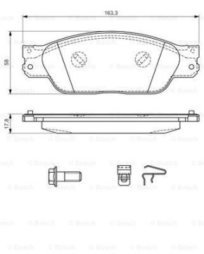 Disk Balata - Ön -  [ 163,3X58,0X17,8 mm ]JAGUAR S-Type 3.0 24V 199810 - 200803; S-Type 2.7 D 200406 - 200803; S-Type 2.5 24V 200110 - 200507; S-Type 4.0 32V 199810 - 200204; S-Type 4.2 V8 32V 200110 - 200803 LIN XW4Z2001AA; LIN XW4Z