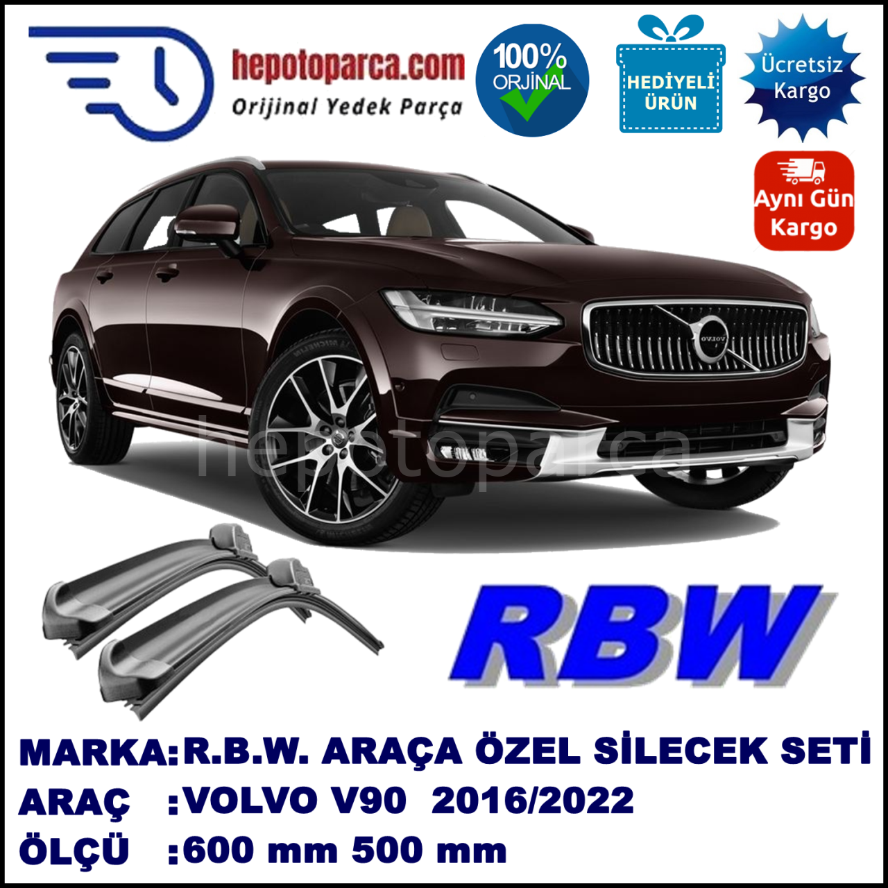 VOLVO V90 2 MUZ SİLECEK TAKIMI RBW ARACA ÖZEL (2016→)