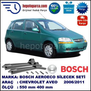 CHEVROLET Aveo Hatchback [KL1S, T250; KL1S, T255] 02.2006-12.2011, 550 / 400 mm. BOSCH AEROECO Aparatlı Muz Silecek