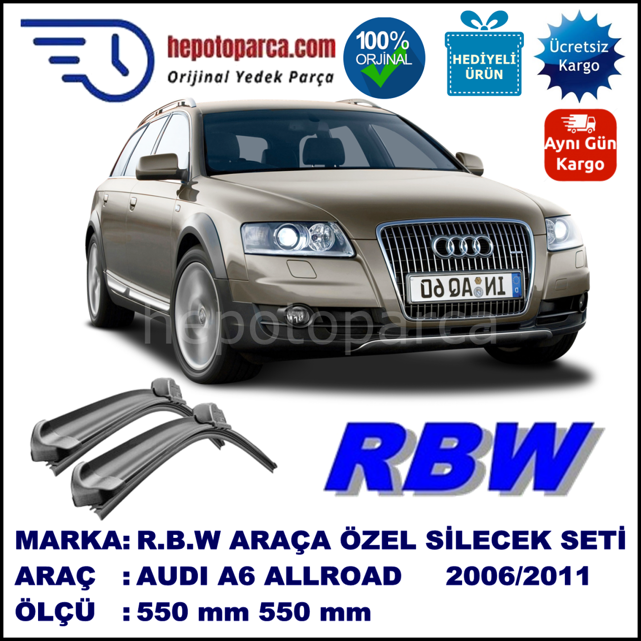 AUDI A6 ALLROAD MUZ SİLECEK TAKIMI RBW ARACA ÖZEL (2006-2011)