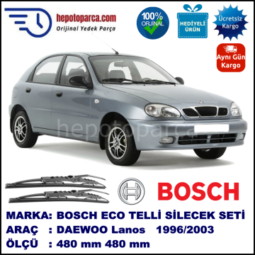 DAEWOO Lanos [KLAT] 11.96-09.03 480 / 480 mm. BOSCH ECO Telli Silecek 2'li Takım
