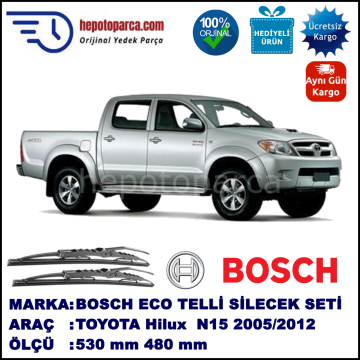 TOYOTA Hilux [N15; N25; N26; N35] 07.05-... 530 / 480 mm. BOSCH ECO Telli Silecek 2'li Takım