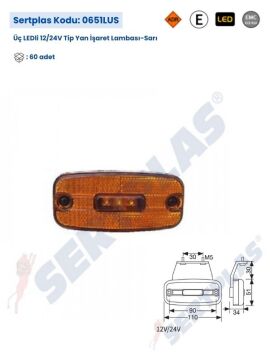 0651LUS Üç LEDli 12/24V Hella Tip Yan İşaret Lamba