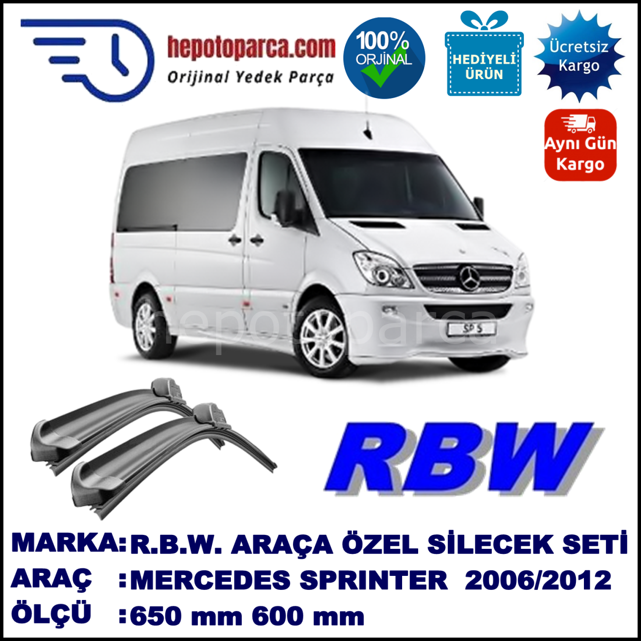 MERCEDES SPRINTER MUZ SİLECEK TAKIMI RBW ARACA ÖZEL (2005→)