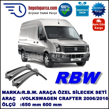 VOLKSWAGEN CRAFTER MUZ SİLECEK TAKIMI RBW ARACA ÖZEL (2006-2016)