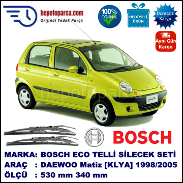 DAEWOO Matiz [KLYA] 04.98-... 530 / 340 mm. BOSCH ECO Telli Silecek 2'li Takım