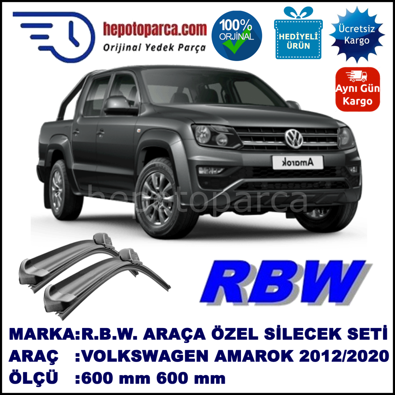 VOLKSWAGEN AMAROK MUZ SİLECEK TAKIMI RBW ARACA ÖZEL (2012→)