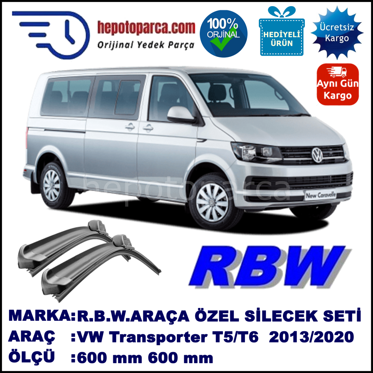 VOLKSWAGEN TRANSPORTER T5/T6 MUZ SİLECEK TAKIMI RBW ARACA ÖZEL (2013→)