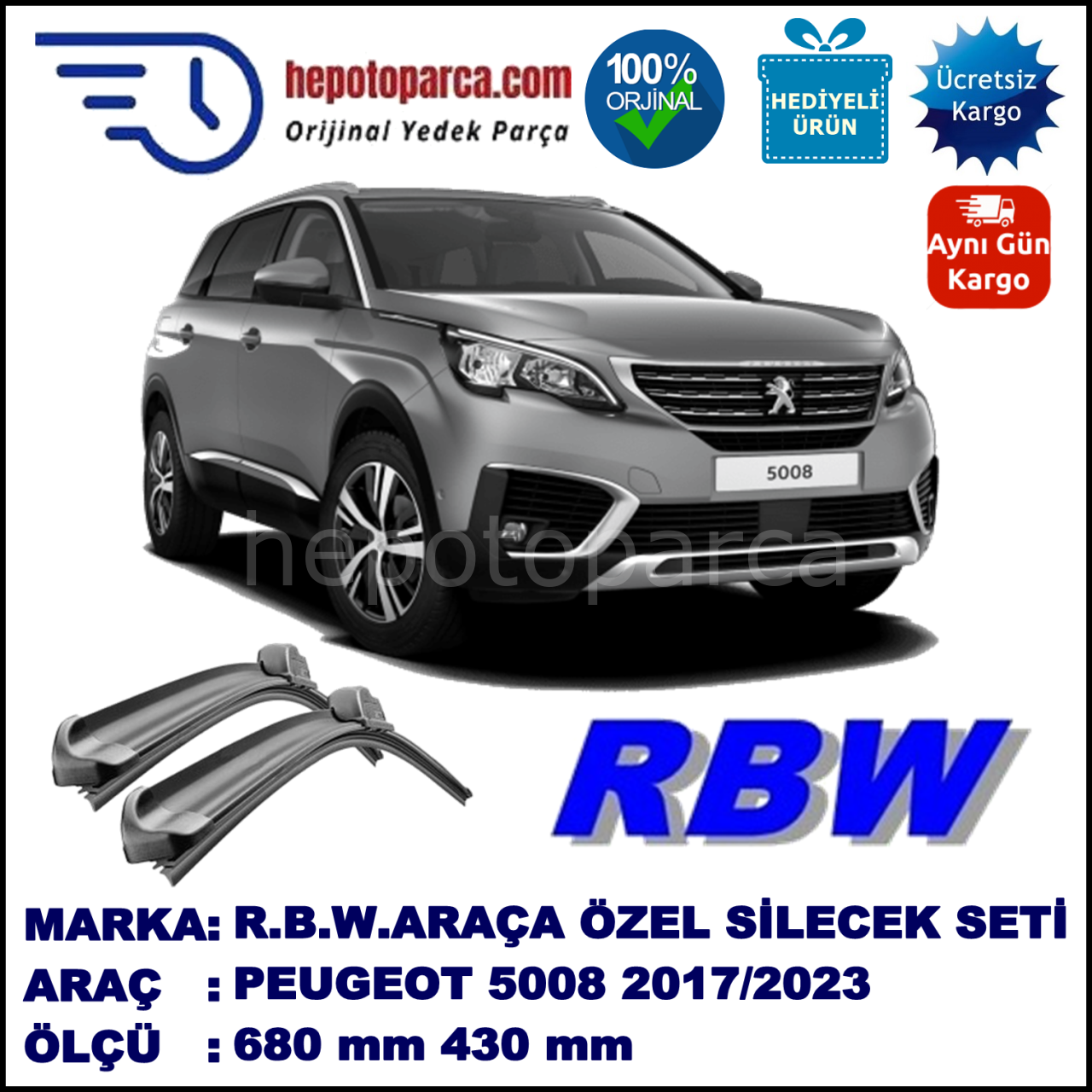 PEUGEOT 5008 2 MUZ SİLECEK TAKIMI RBW ARACA ÖZEL (2017→)