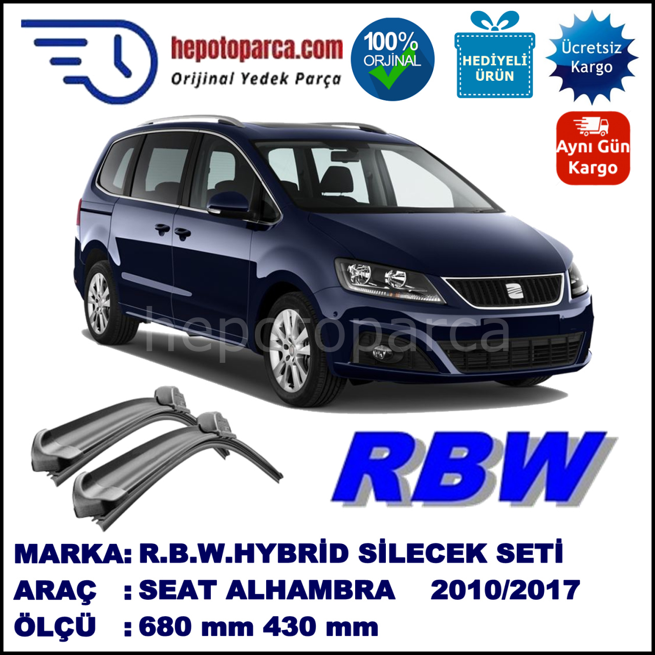 SEAT ALHAMBRA MUZ SİLECEK TAKIMI RBW ARACA ÖZEL (2010→)