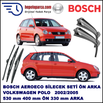 VW Polo [9N1] 10,2002-05,2005 Bosch Aeroeco Ön ve Arka Silecek Takımı