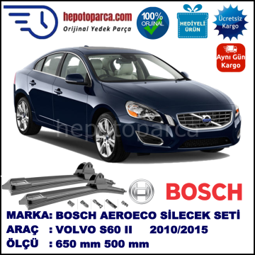 VOLVO S60 II  08.2010-..., 650 / 500 mm. BOSCH AEROECO Aparatlı Muz Silecek