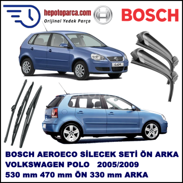 VW Polo [9N3] 04,2005-12,2009 Bosch Aeroeco Ön ve Arka Silecek Takımı