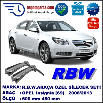 OPEL Insignia [69] 09.08-... 600 / 450 mm. RBW Muz Silecek Seti  2'li Takım. U Kanca Uyumludur.