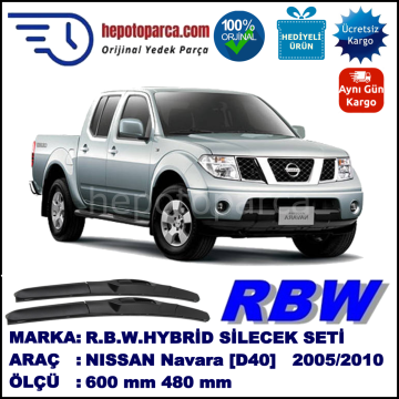 NISSAN Navara [D40] 05.05-... 600 / 480 mm. RBW Hybrid Silecek Seti. U Kanca Uyumlu Hibrit