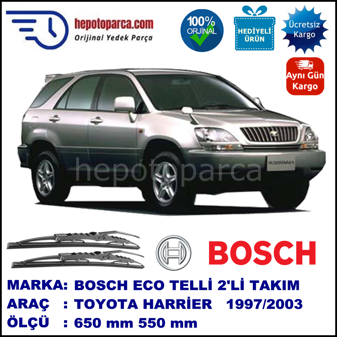 TOYOTA Harrier  12.97-02.03 600 / 550 mm. BOSCH ECO Telli Silecek 2'li Takım