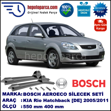 KIA Rio Hatchback [DE] 03.2005-09.2011, 550 / 400 mm. BOSCH AEROECO Aparatlı Muz Silecek