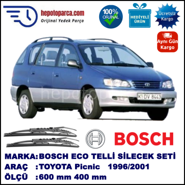 TOYOTA Picnic  09.96-05.01 600 / 400 mm. BOSCH ECO Telli Silecek 2'li Takım