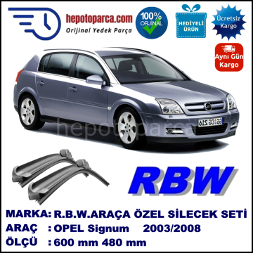 OPEL Signum  05.03-09.08 600 / 480 mm. RBW Muz Silecek Seti  2'li Takım. U Kanca Uyumludur.