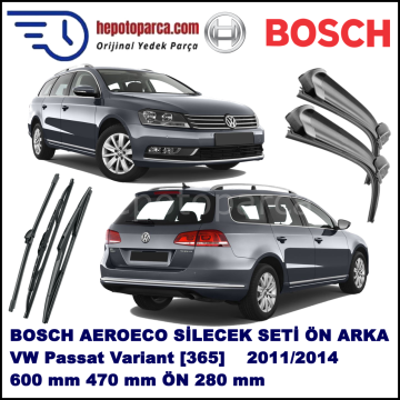 VW Passat Variant  [365] 08,2011-,,, Bosch Aeroeco Ön ve Arka Silecek Takımı