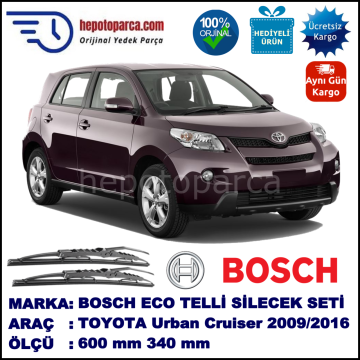 TOYOTA Urban Cruiser [P1] 01.09-... 600 / 340 mm. BOSCH ECO Telli Silecek 2'li Takım