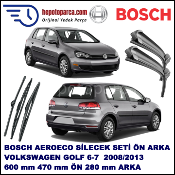 VW Golf VI [5K1] 10,2008-,,, Bosch Aeroeco Ön ve Arka Silecek Takımı
