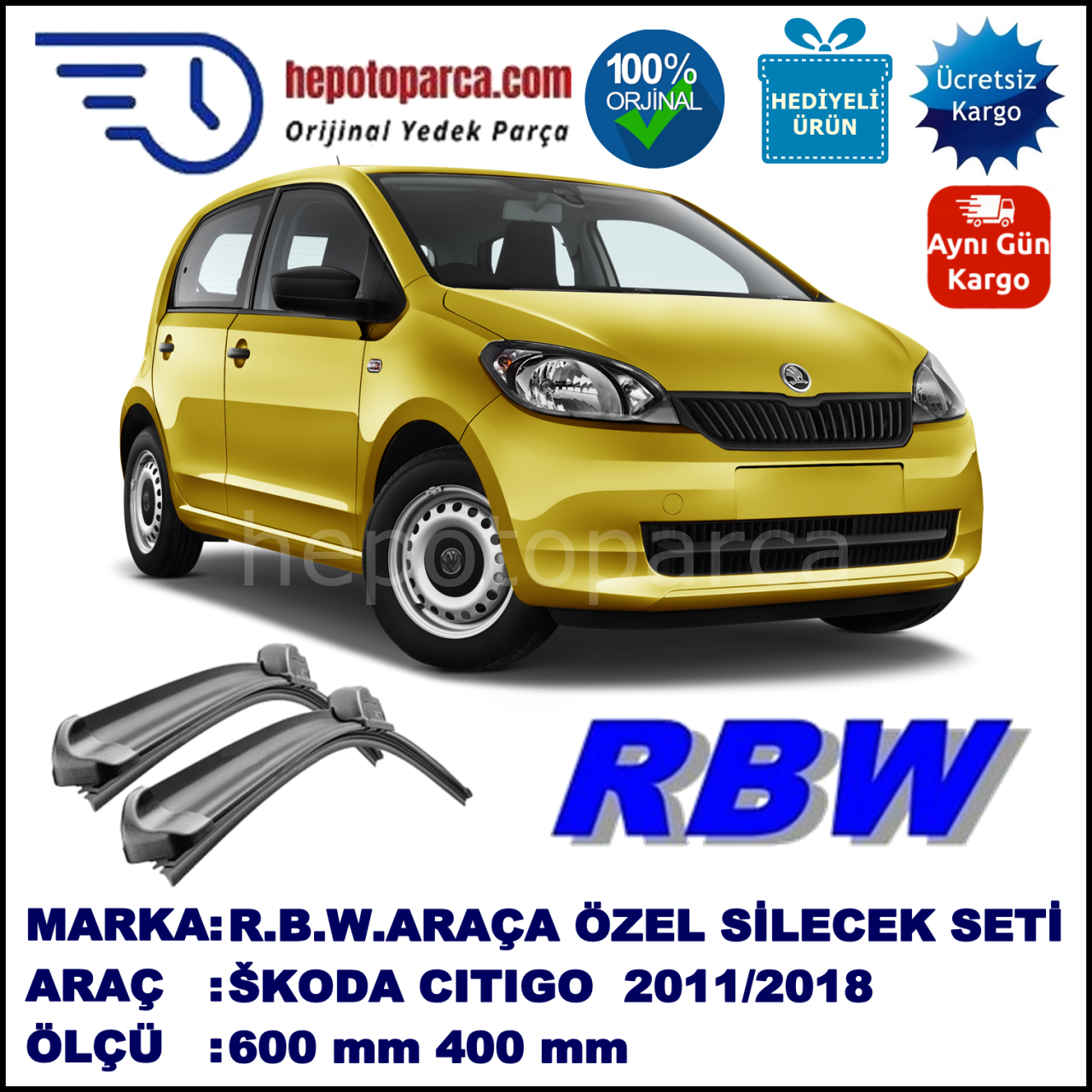 ŠKODA CITIGO MUZ SİLECEK TAKIMI RBW ARACA ÖZEL (2011→)