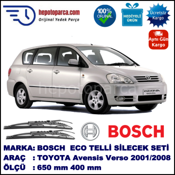 TOYOTA Avensis Verso [M2] 05.01-... 650 / 400 mm. BOSCH ECO Telli Silecek 2'li Takım