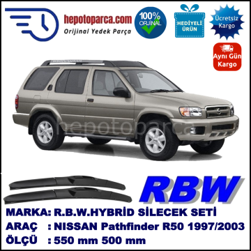 NISSAN Pathfinder [R50] 10.97-08.03 550 / 500 mm. RBW Hybrid Silecek Seti. U Kanca Uyumlu Hibrit