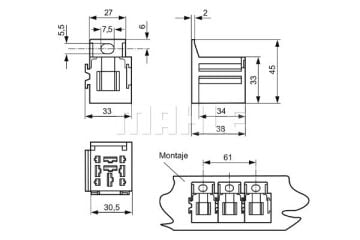ZCH1 MİKRO RÖLE SOKETİ, 4x2,8 mm - 2x6,3 mm - 3x9, PASS. CARS/HEAVY D. UNIVERSAL MRC 4 MAHLE