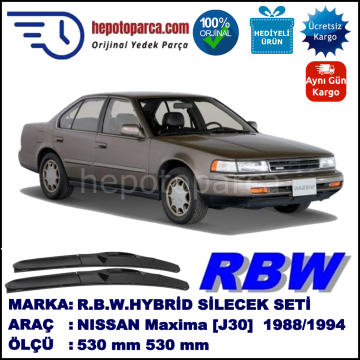 NISSAN Maxima [J30] 09.88-06.94 530 / 530 mm. RBW Hybrid Silecek Seti. U Kanca Uyumlu Hibrit