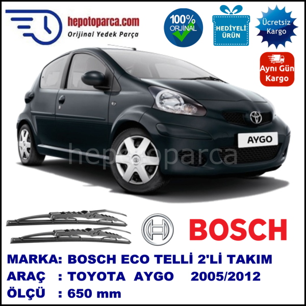 TOYOTA Aygo  02.05-... 650 /  mm. BOSCH ECO Telli Silecek 1 Adet