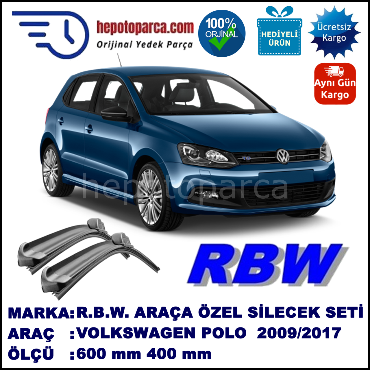 VOLKSWAGEN POLO 6 MUZ SİLECEK TAKIMI RBW ARACA ÖZEL (2009-2017)