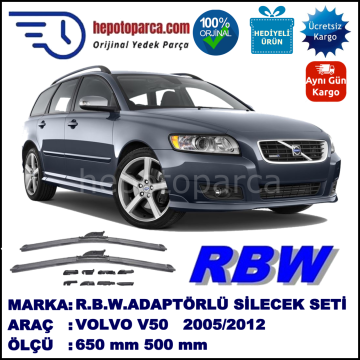 VOLVO V50  08.2005-12.2012, 650 / 500 mm.  RBW  ADAPTÖRLÜ MUZ SİLECEK SETİ