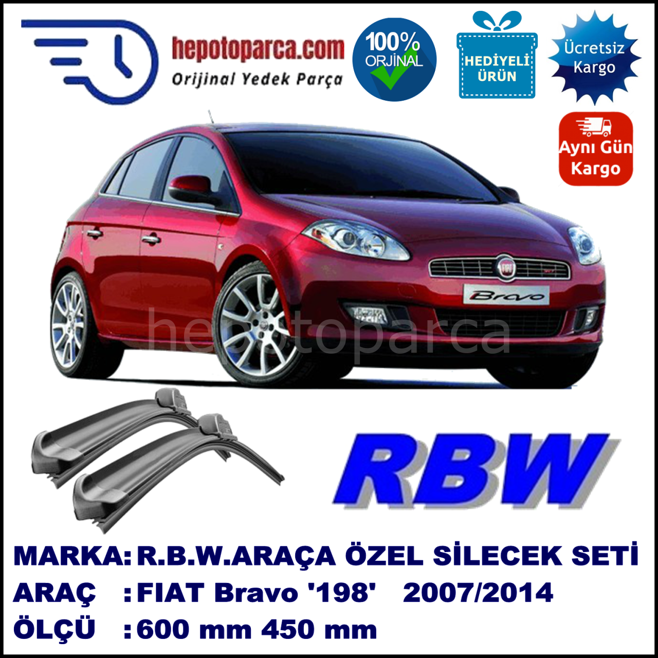 FIAT BRAVO 2 MUZ SİLECEK TAKIMI RBW ARACA ÖZEL (2007-2014)