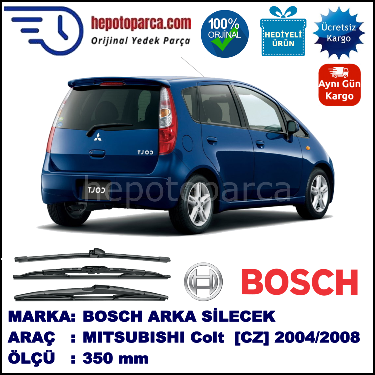 MITSUBISHI Colt [CZ] 350 mm 04.2004-09.2008 BOSCH Arka Silecek