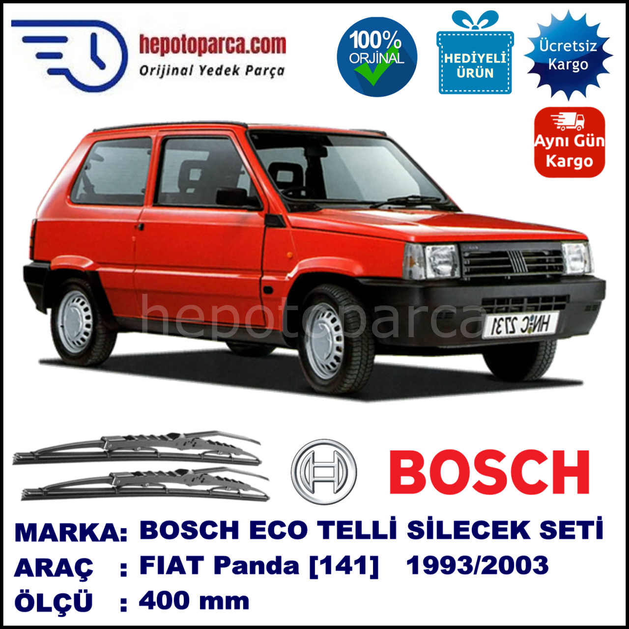 FIAT Panda [141..] 01.93-09.03 400 /  mm. BOSCH ECO Telli Silecek 1 Adet