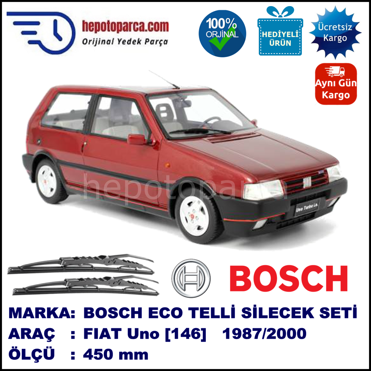 FIAT Uno [146..] 09.87-12.00 450 /  mm. BOSCH ECO Telli Silecek 1 Adet