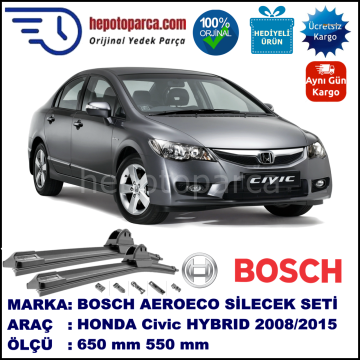 HONDA Civic Hybrid [FD] 01.2008-..., 650 / 550 mm. BOSCH AEROECO Aparatlı Muz Silecek