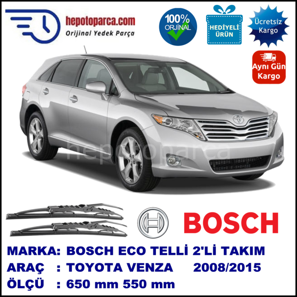 TOYOTA Venza  09.08-... 650 / 550 mm. BOSCH ECO Telli Silecek 2'li Takım