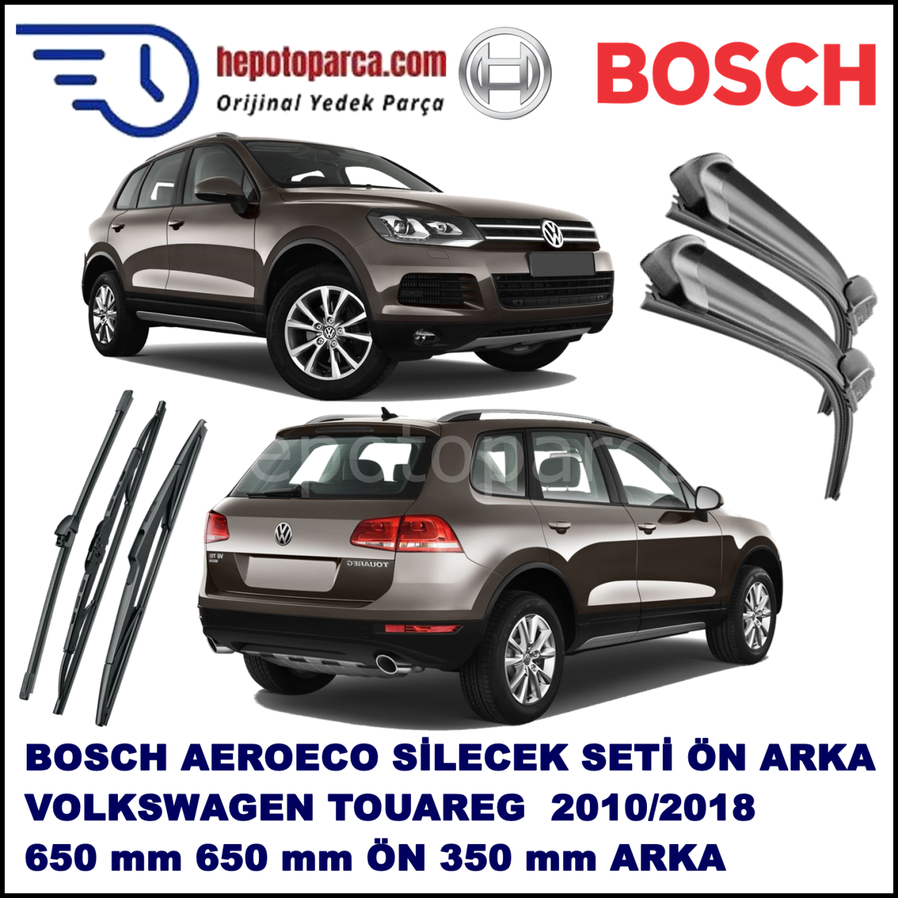 VW Touareg [7P5] 01,2010-,,, Bosch Aeroeco Ön ve Arka Silecek Takımı